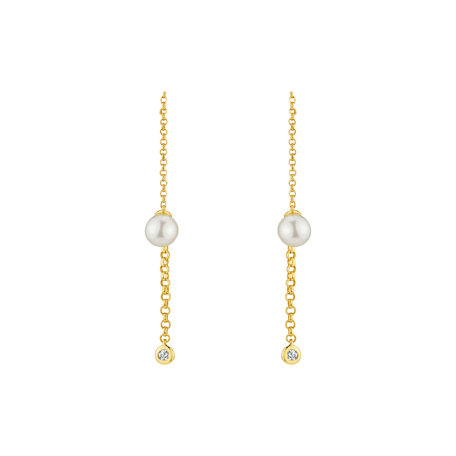 Diamond earrings with Pearl Ocean Deity