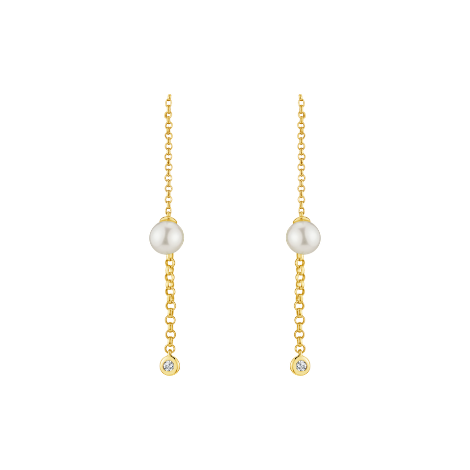 Diamond earrings with Pearl Ocean Deity