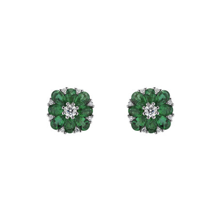 Diamond earrings and Emerald Simple Delight