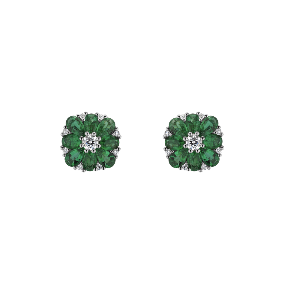 Diamond earrings and Emerald Simple Delight