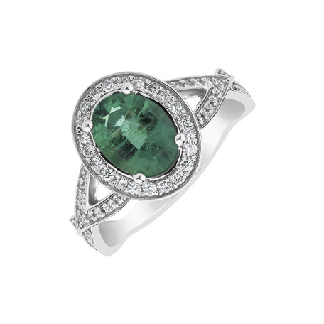 Diamond ring with Emerald Space Princess