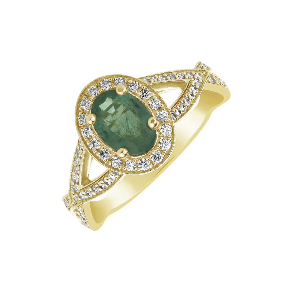 Diamond ring with Emerald Space Princess