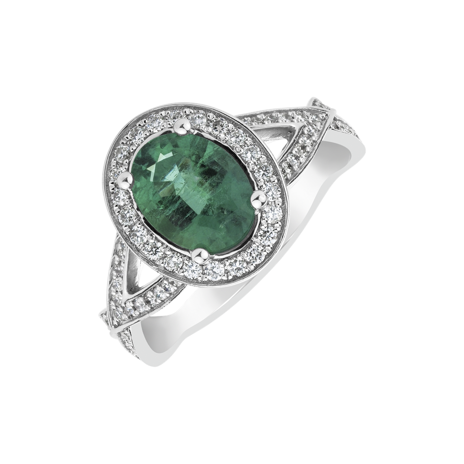 Diamond ring with Emerald Space Princess