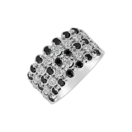 Ring with black and white diamonds Marvel Mosaic