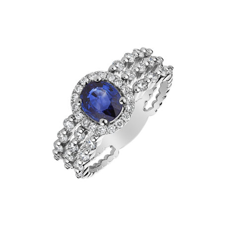 Diamond ring with Sapphire Perline