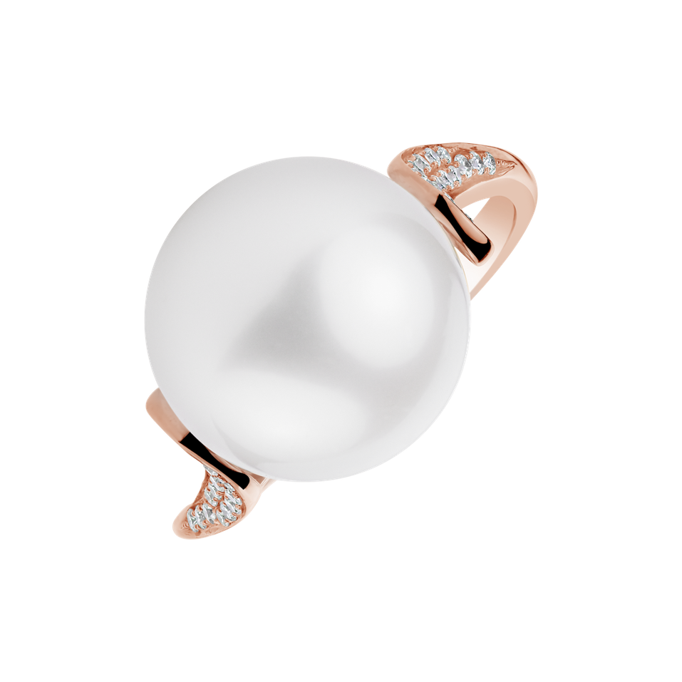 Diamond ring with Pearl Pristine Seashore