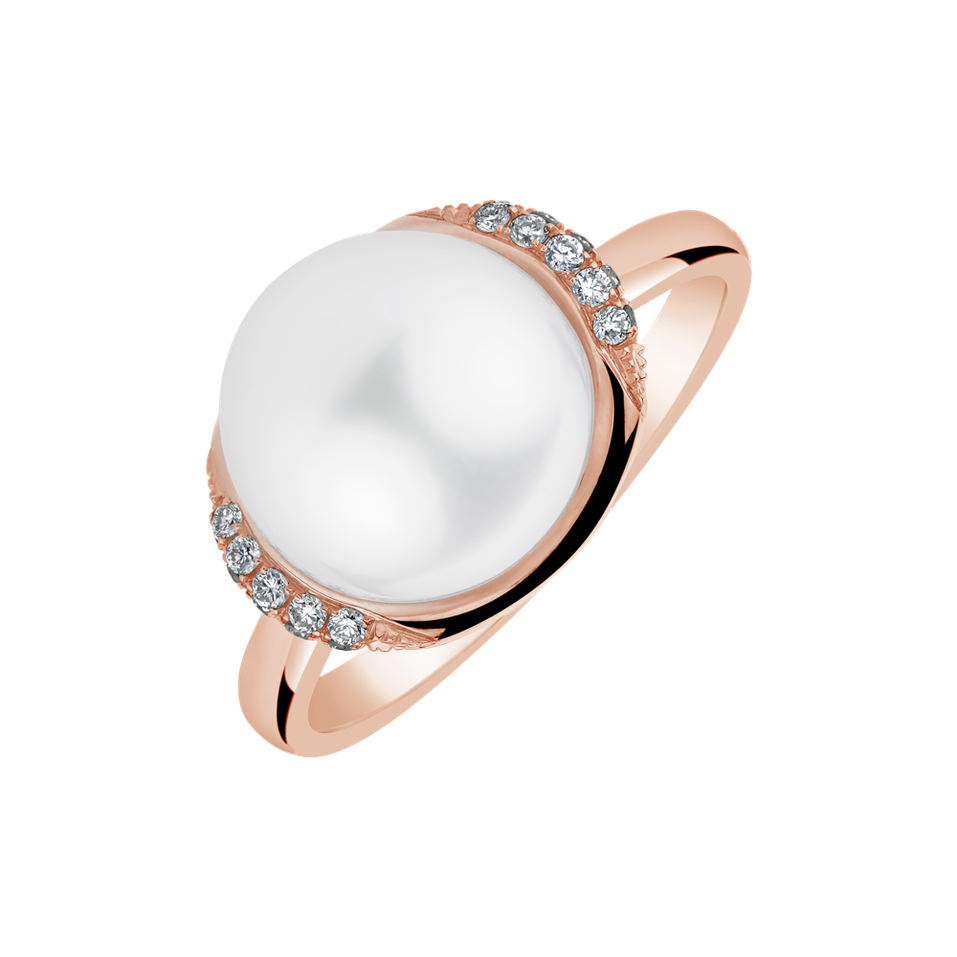 Diamond ring with Pearl Nuvole Bianche