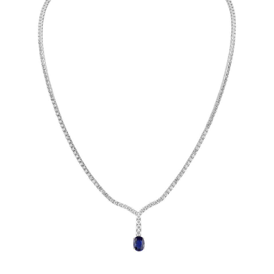 Diamond necklace with Sapphire Blue Grain