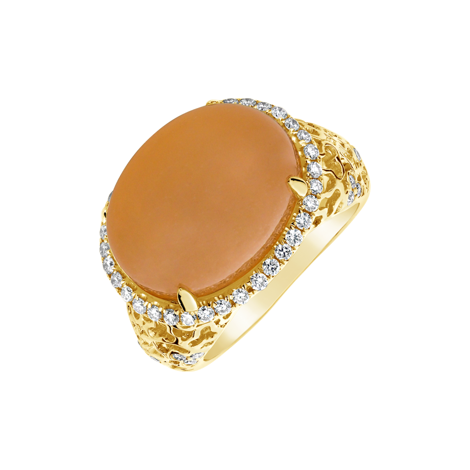 Ring with Moonstone and diamonds Ochre Pleasure