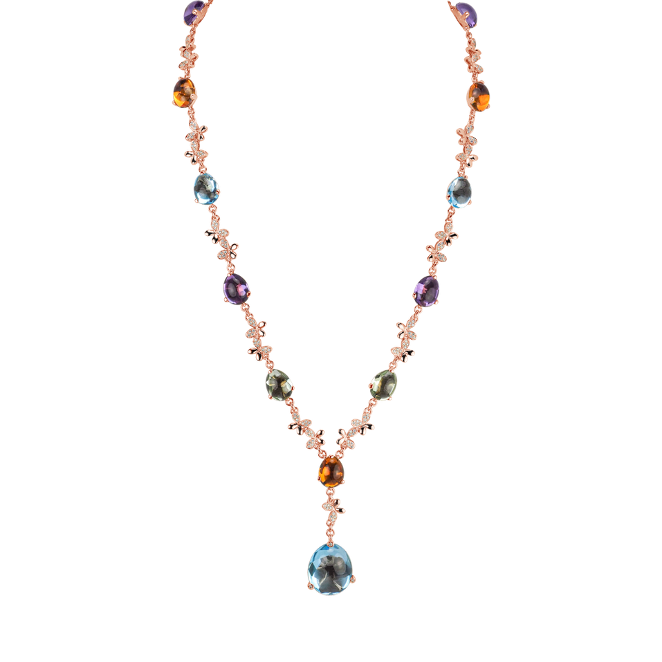 Diamond necklace with Amethyst,Topaz and Citrine Caesarean Guardian