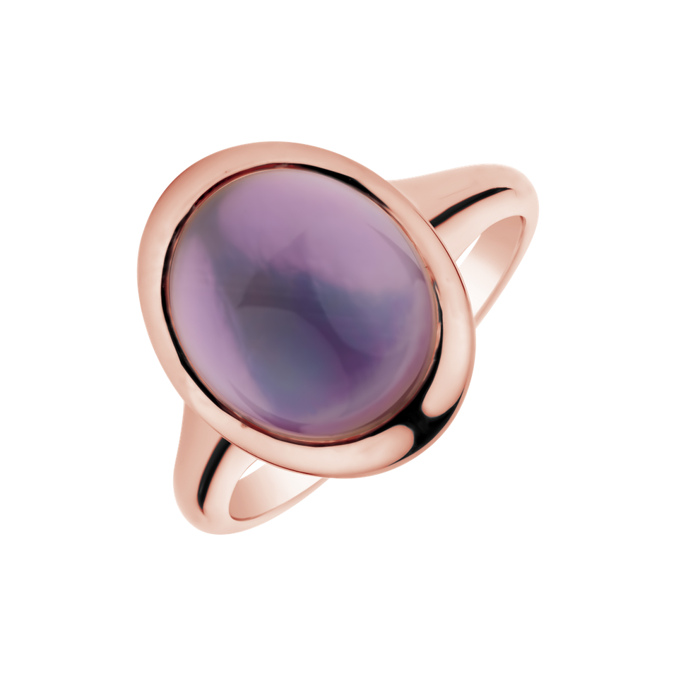 Ring with Amethyst and Mother of Pearl Stylish Goth