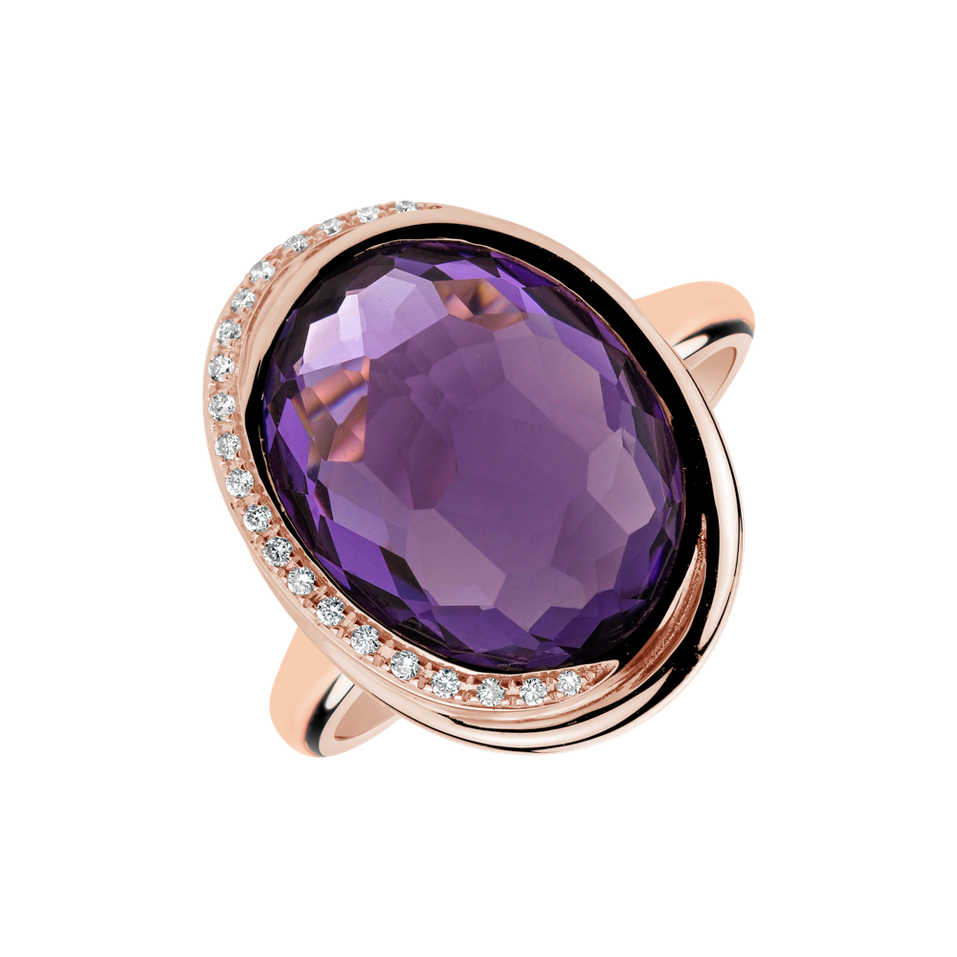 Diamond rings with Amethyst Power Stone