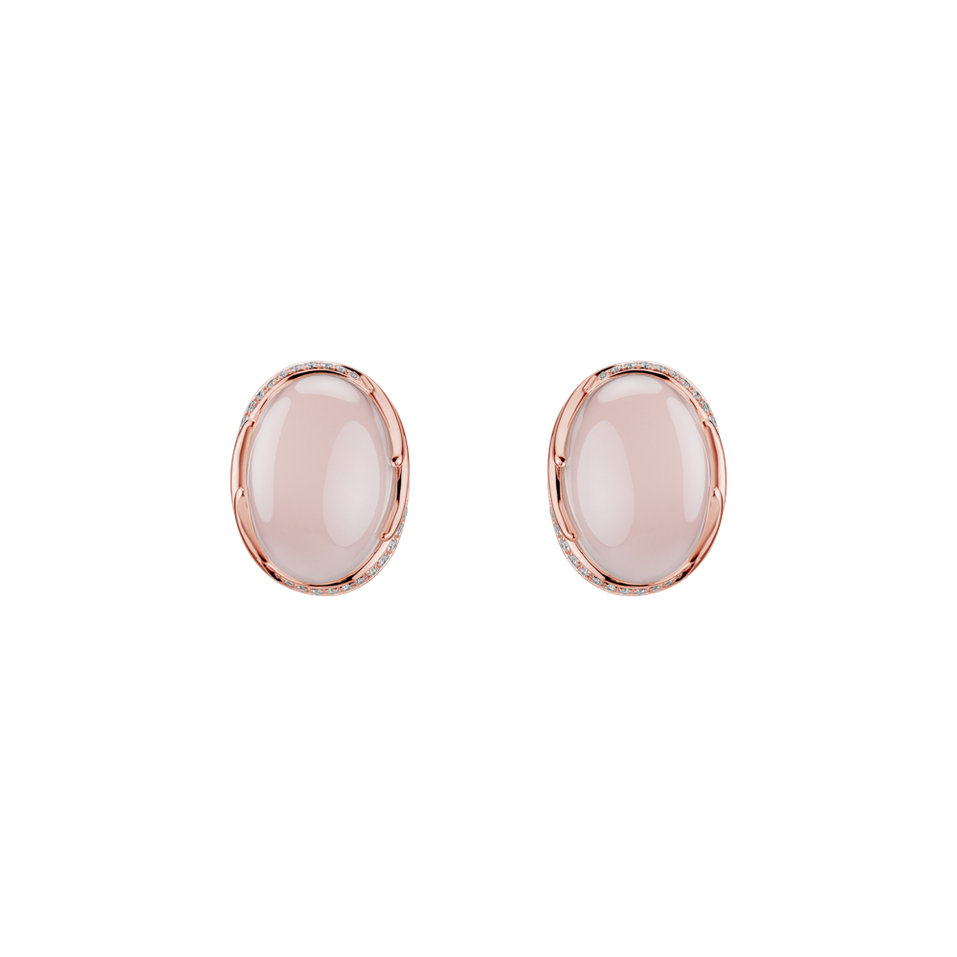 Diamond earrings with Rose Quartz Olearia