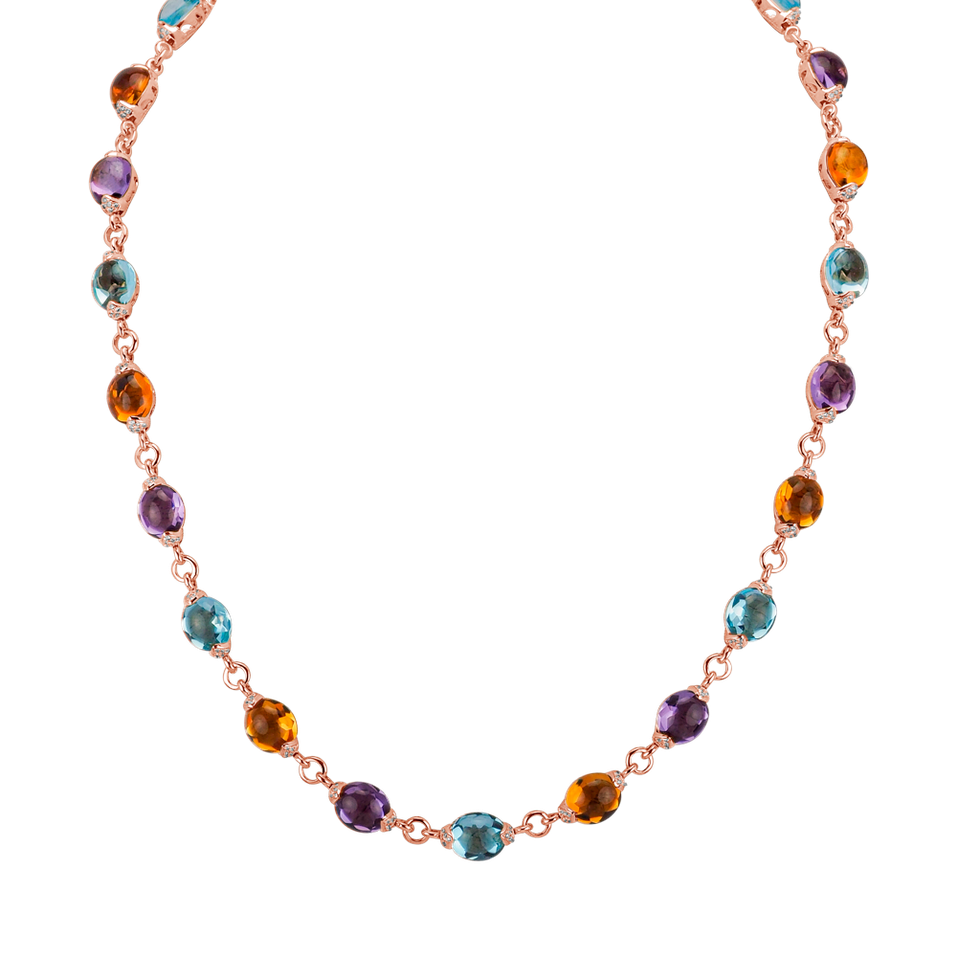 Diamond necklace with gemstones Caesarean Passion