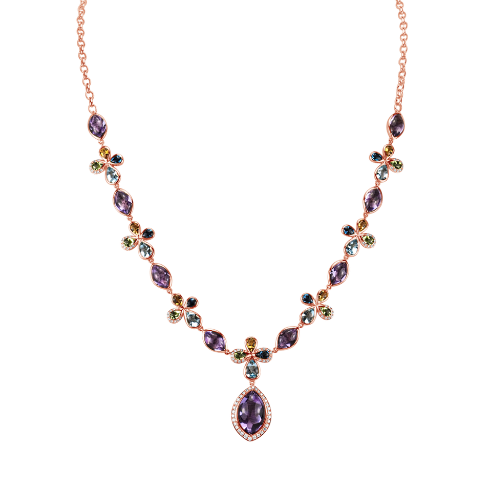 Diamond necklace with gemstones Caesarean Constellation