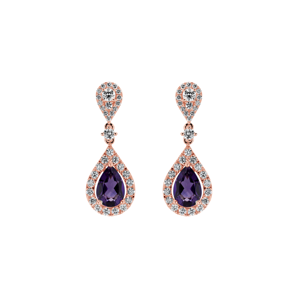 Diamond earrings with Amethyst Lavish Feeling