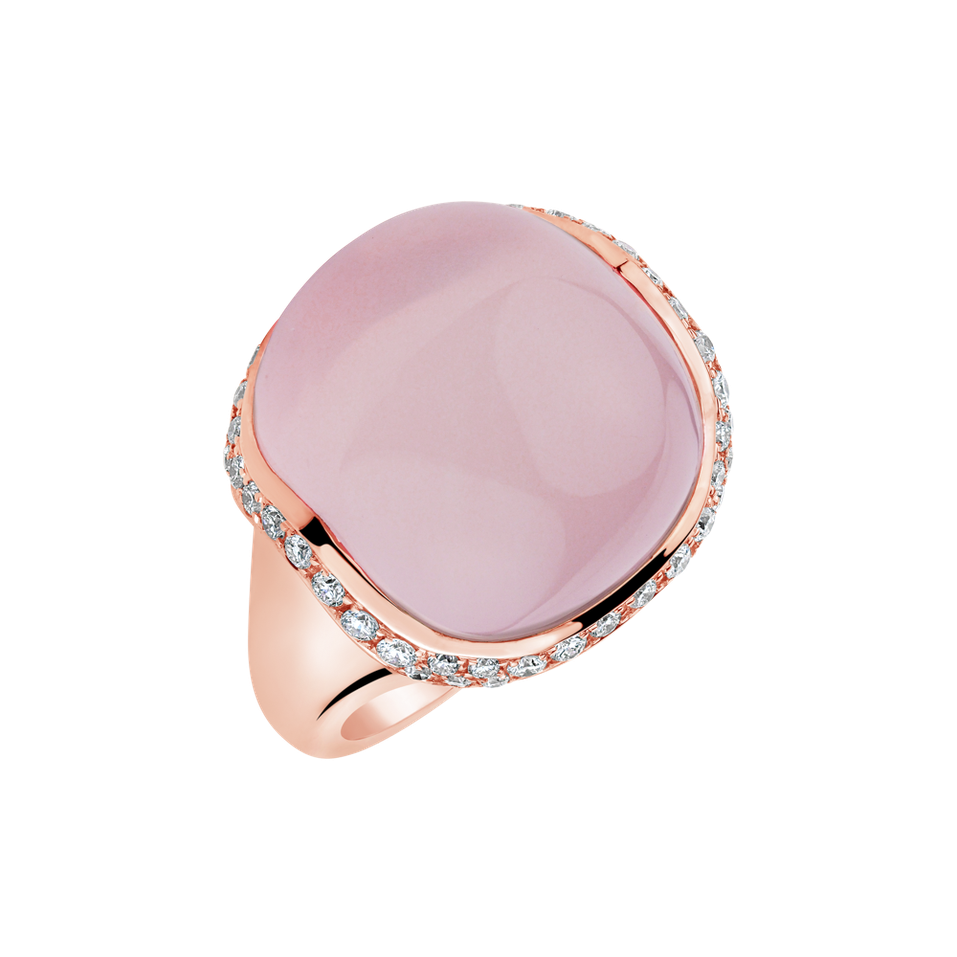 Diamond ring with Rose Quartz Blossom Blush