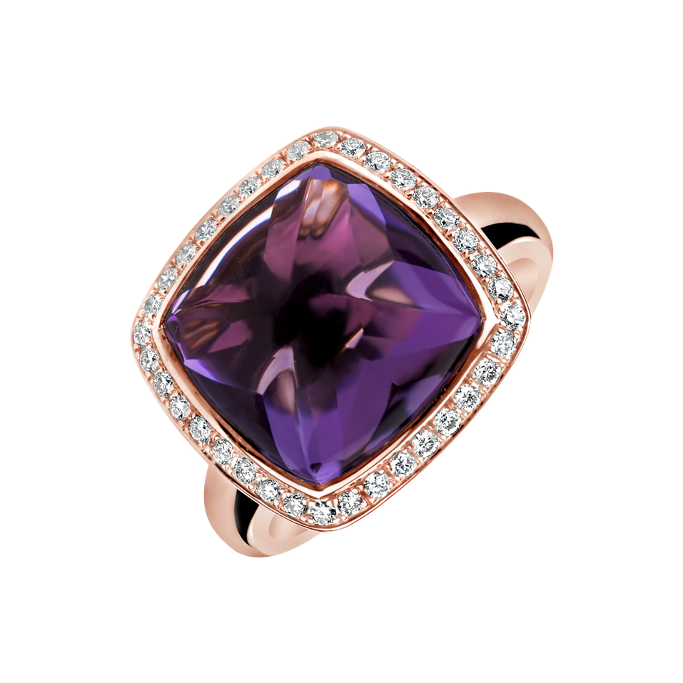 Diamond rings with Amethyst Cosmic Mystery