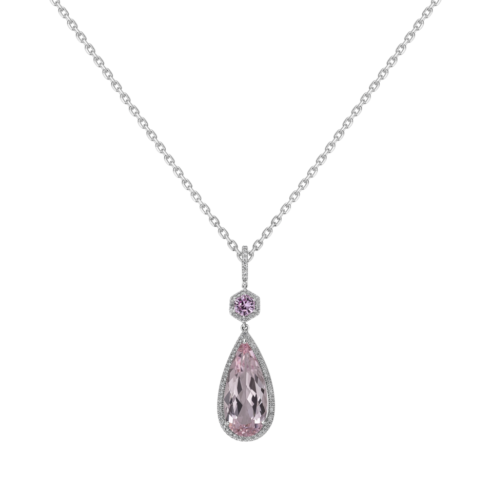 Diamond pendant with Morganite and Sapphire Wisdom