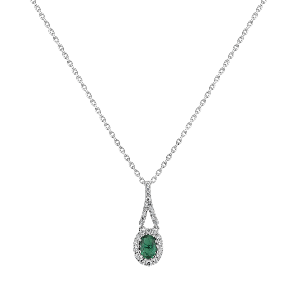 Diamond pendant with Emerald Elowyn