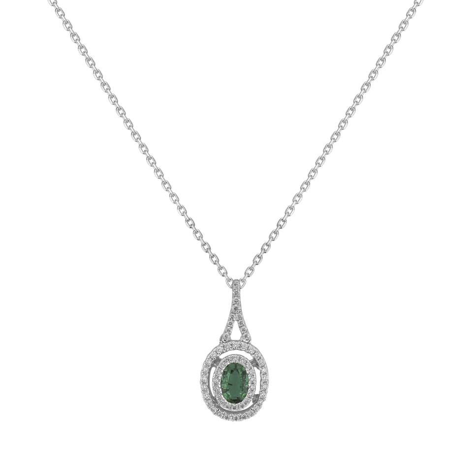 Diamond pendant with Emerald Confrontation