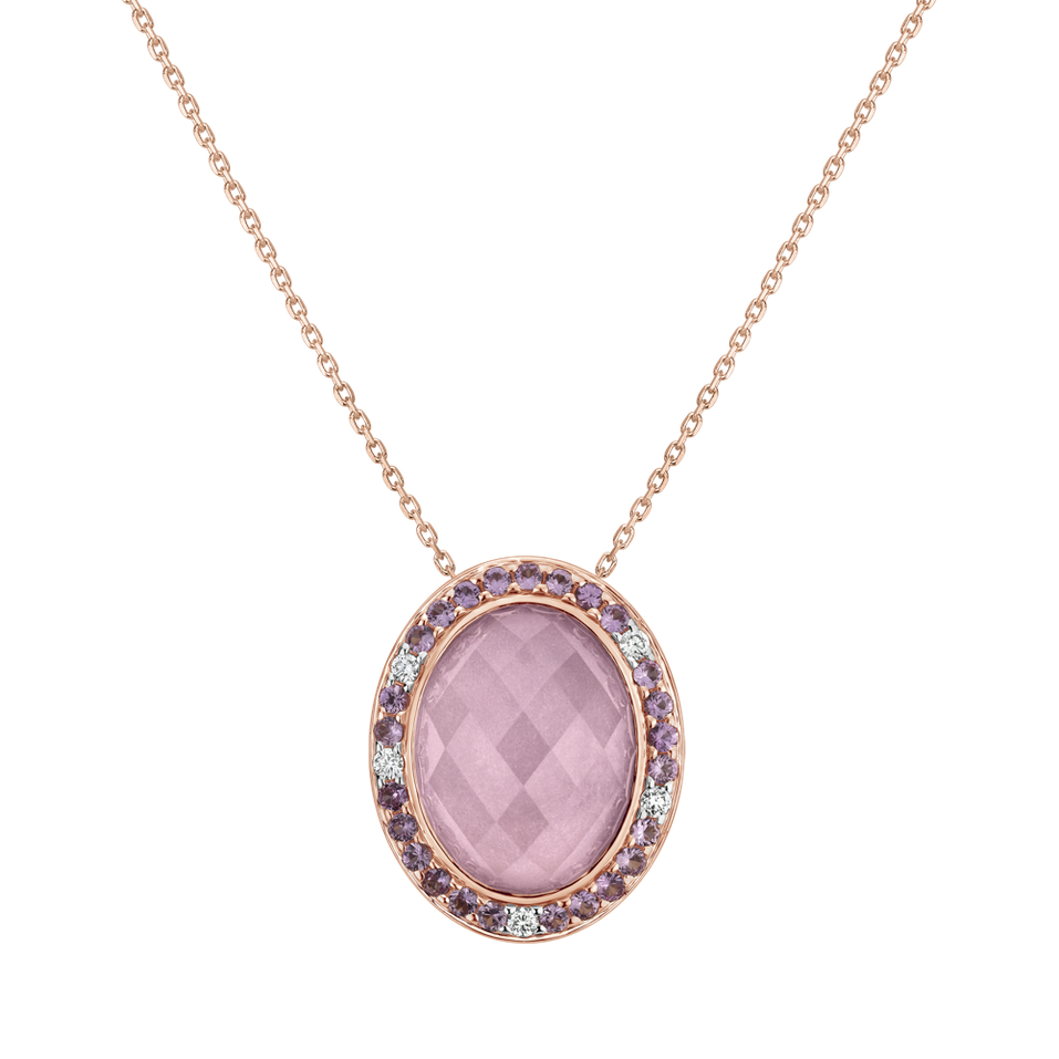 Diamond pendant with Rose Quartz and Sapphire Incredible Tale