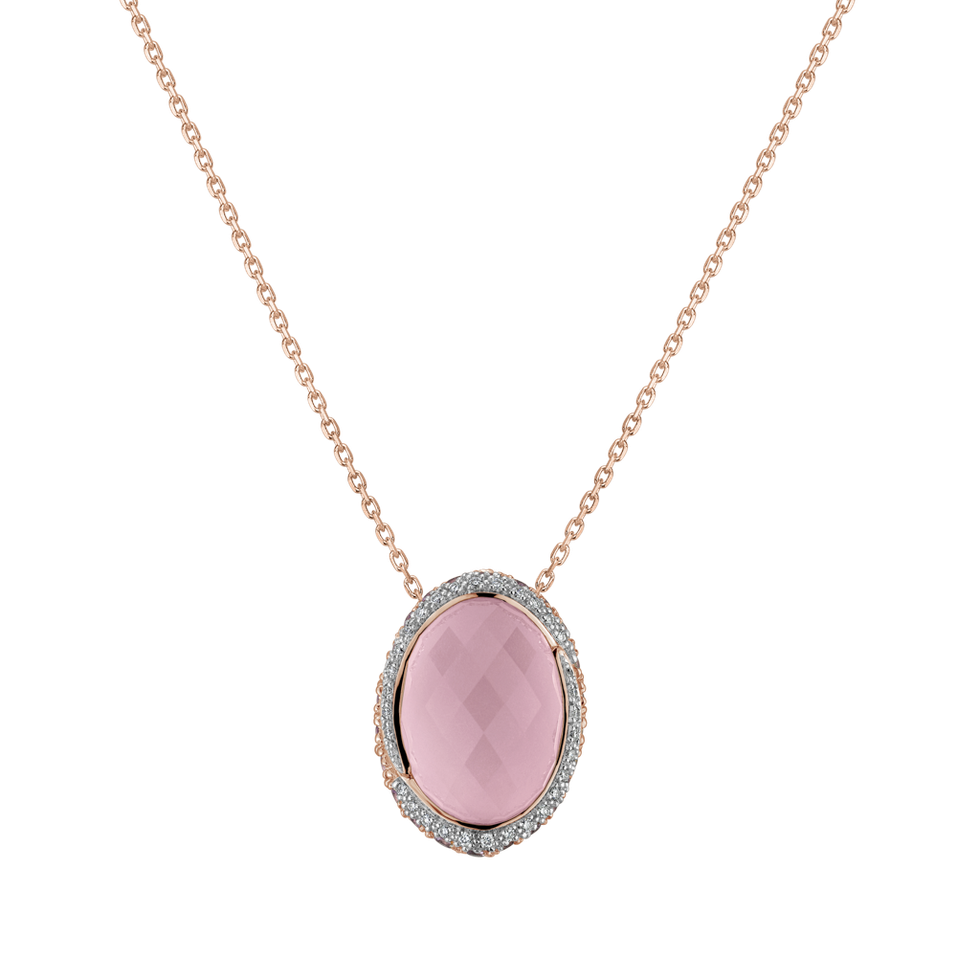 Diamond pendant with Rose Quartz Enchanted Lullaby