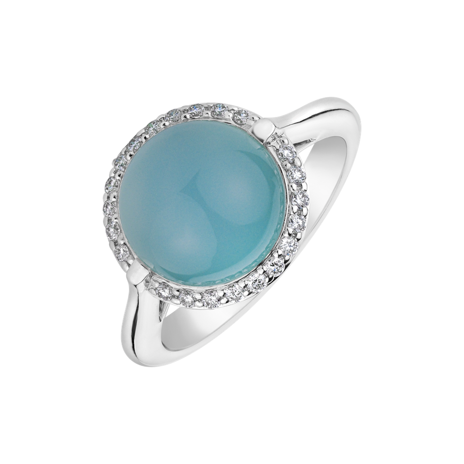 Diamond ring with Chalcedony Turquoise