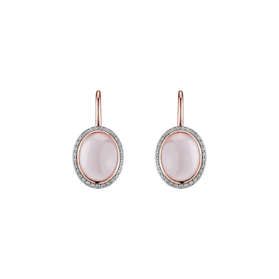 Diamond earrings with Rose Quartz Zahara