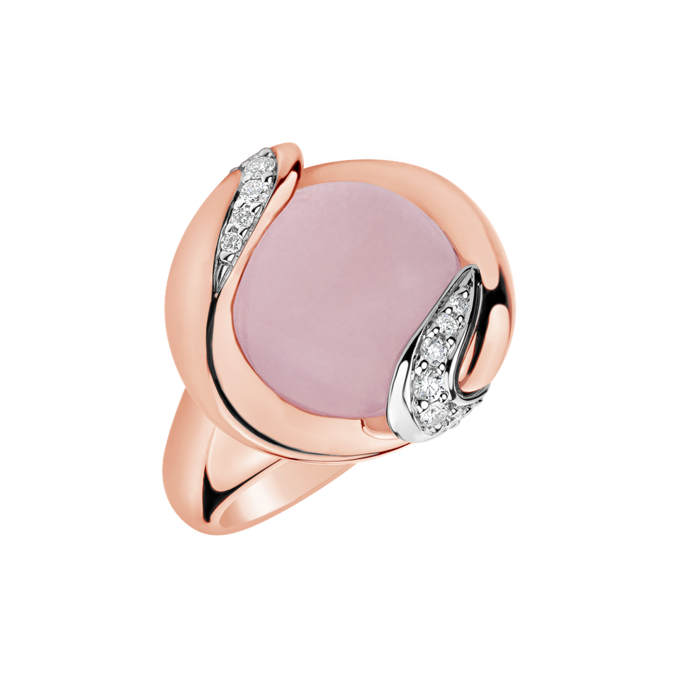 Diamond ring with Rose Quartz Magic Pomp