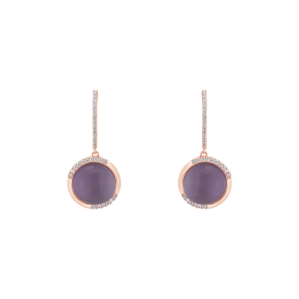 Diamond earrings with Amethyst and Mother of Pearl Aesthetic Pearl