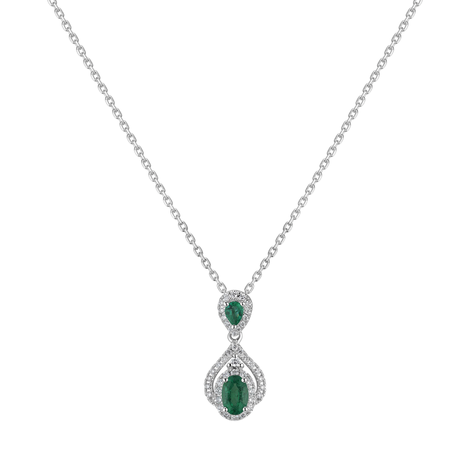 Diamond pendant with Emerald Mysterious Planet