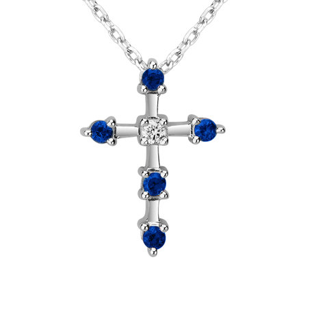 Diamond necklace with Sapphire Sparkling Cross