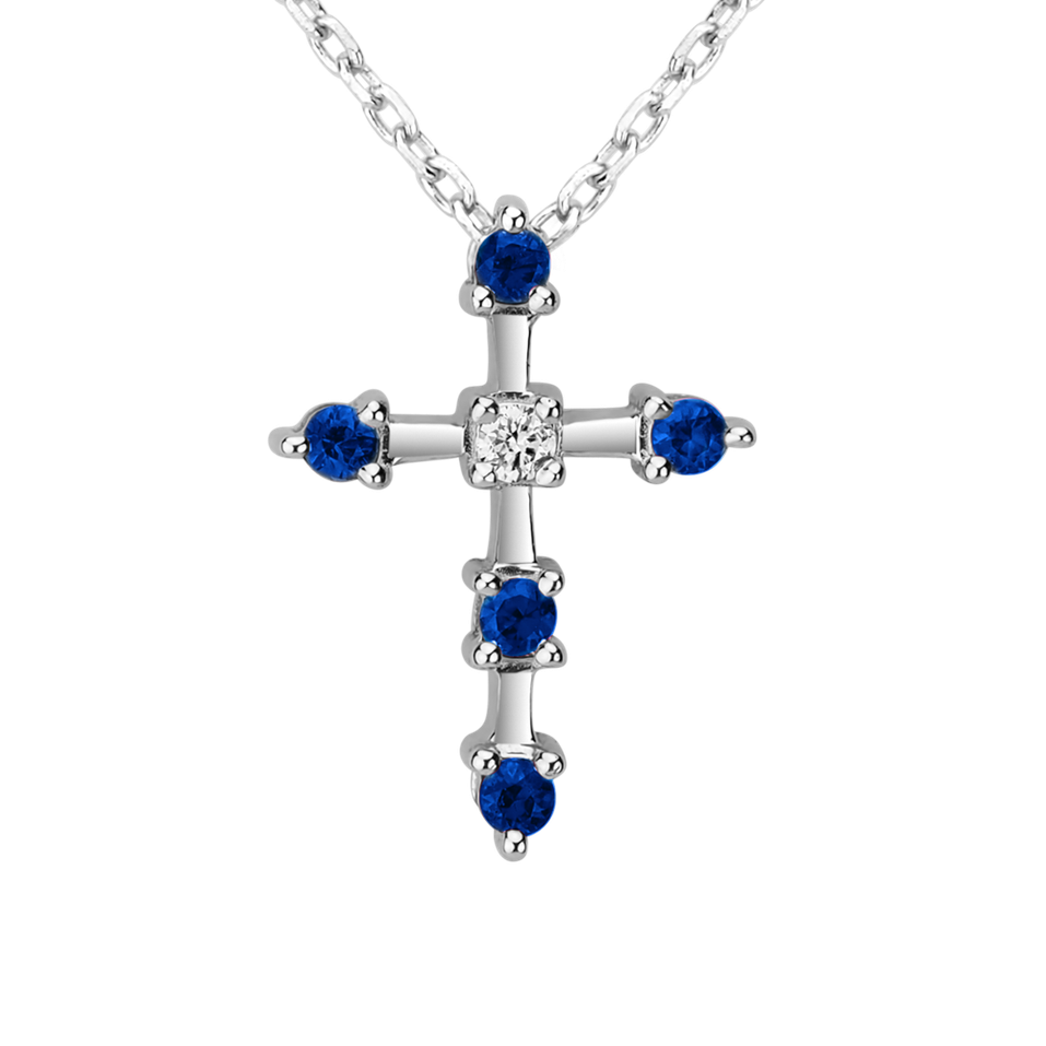 Diamond necklace with Sapphire Sparkling Cross