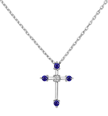 Diamond necklace with Sapphire Shiny Cross