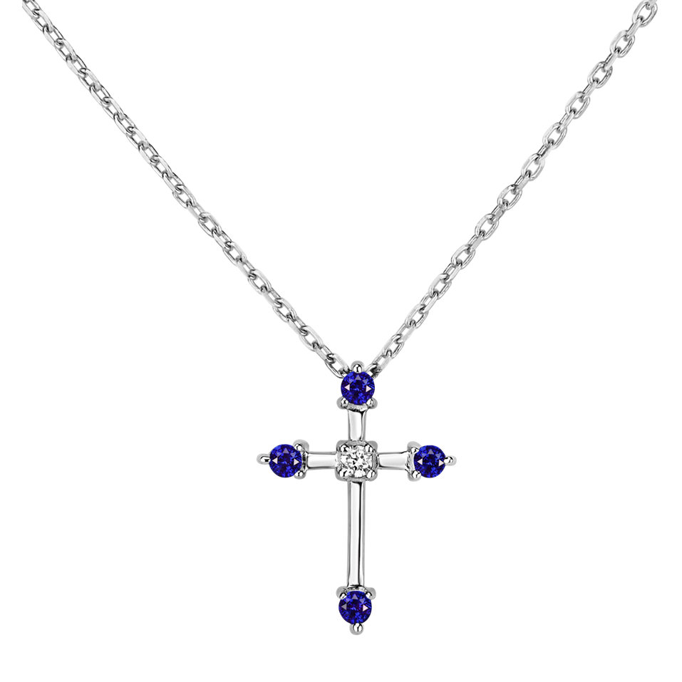 Diamond necklace with Sapphire Shiny Cross