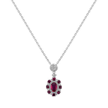 Diamond pendant with Ruby Japanese Sun