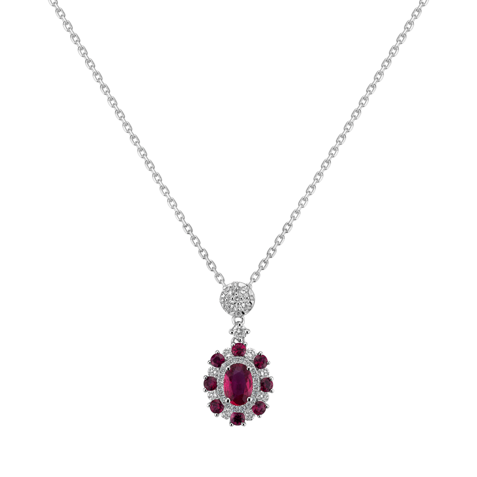 Diamond pendant with Ruby Japanese Sun