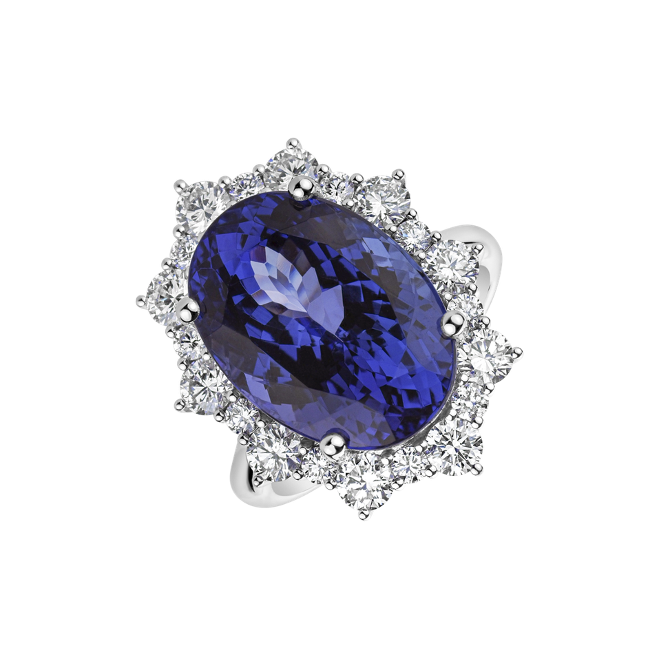 Diamond ring with Tanzanite Night Goddess