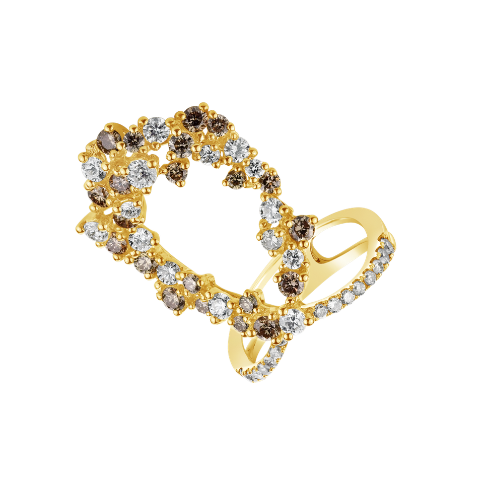 Ring with brown and white diamonds Hardino