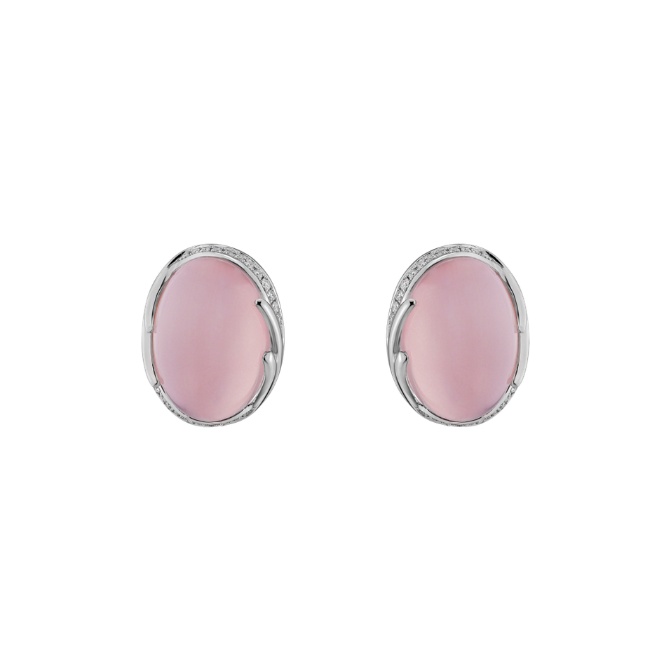 Diamond earrings with Rose Quartz Mystic Blossom