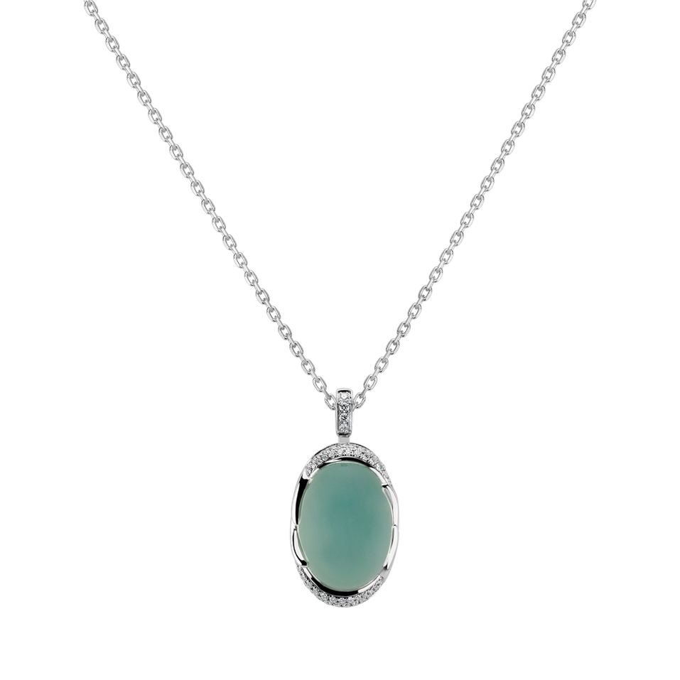 Diamond pendant with Chalcedony Mystic Blossom