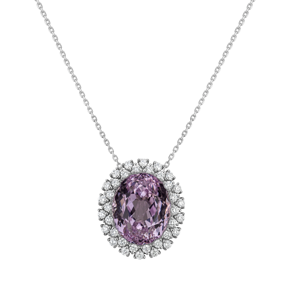 Necklace with Kunzite and diamonds Sinful Goddess