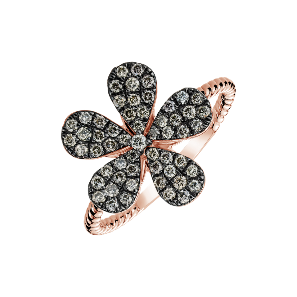 Ring with brown diamonds Flower Caress