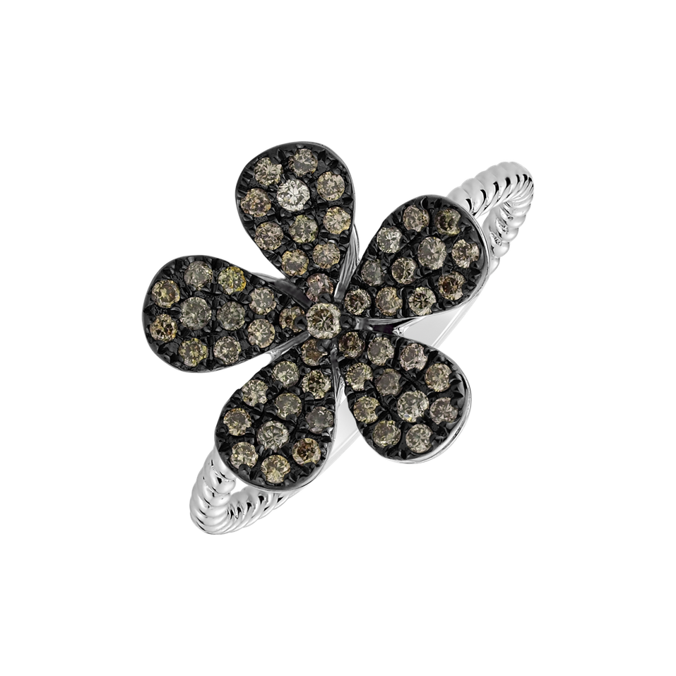 Ring with brown diamonds Flower Caress