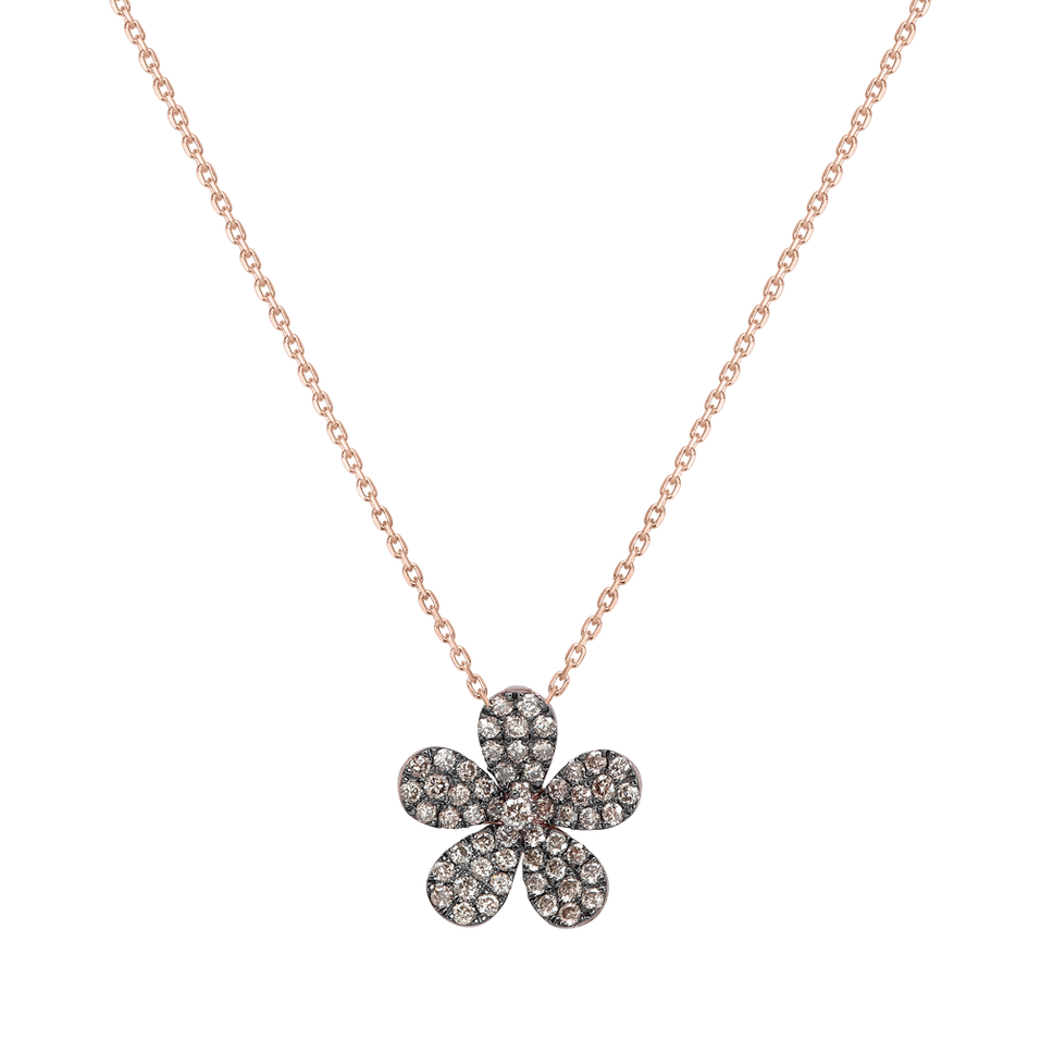 Pendant with brown diamonds Sunshine Daisy