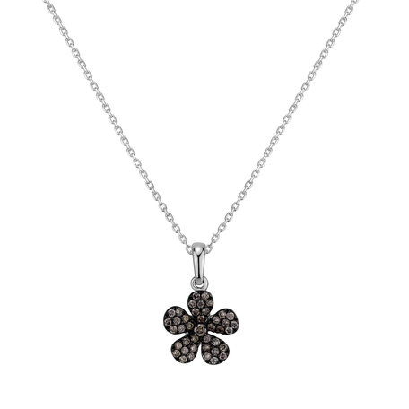 Pendant with brown and white diamonds Flower Message