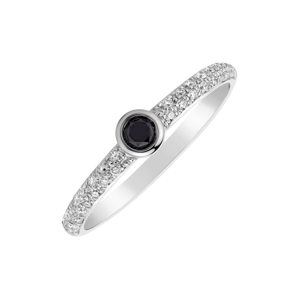 Ring with black and white diamonds Angel Ray