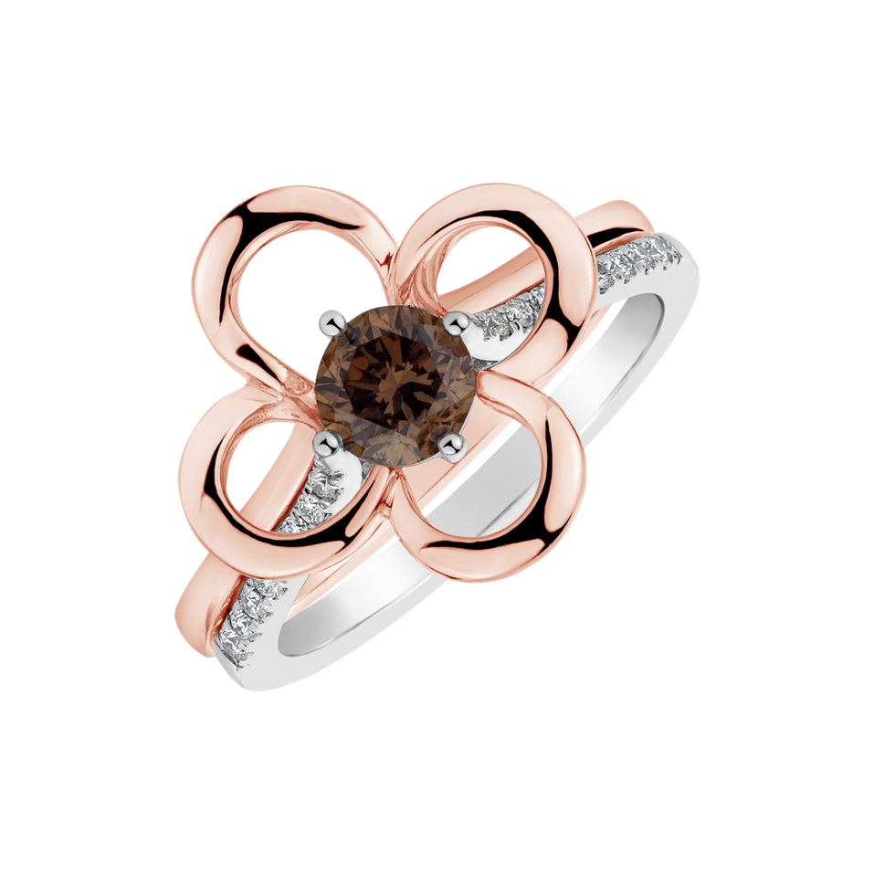 Ring with brown and white diamonds Astral