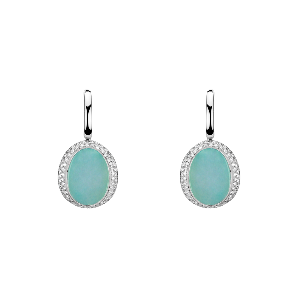 Diamond earrings with Chalcedony Rainbow Drop